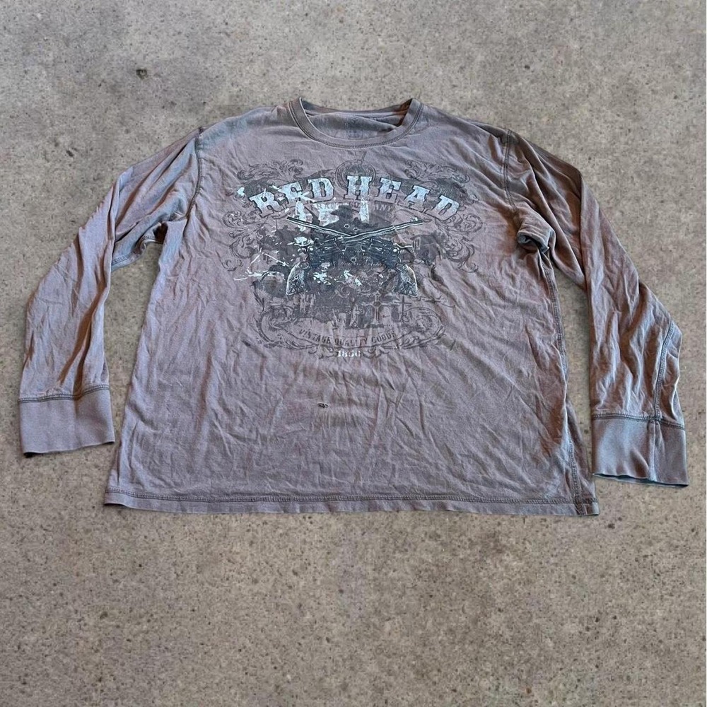 Y2K Vintage Red Head Guns‎ Western Tshirt 2000s Grunge Skater Large MMA Western
